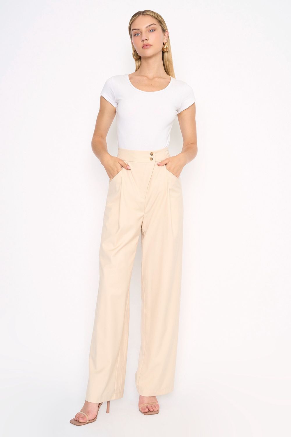 NEVA ASYM CLOSURE WIDE LEG TROUSER