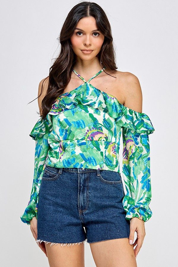MAEVE PRINT RUFFLE TOP