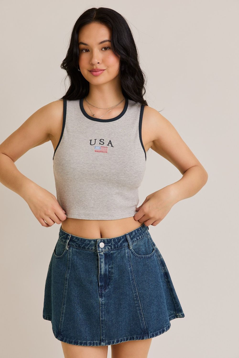 AMERICAN FLAG RIB CROP TOP