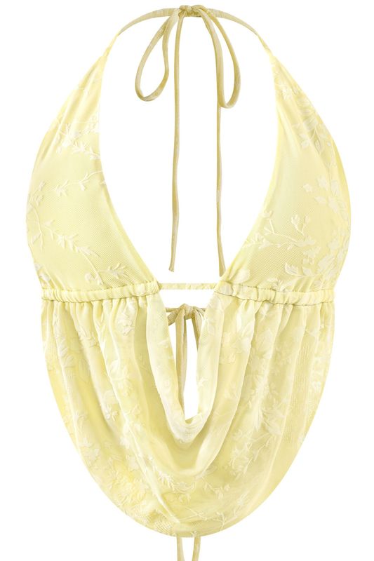 LILY FLORAL MESH HALTER TOP