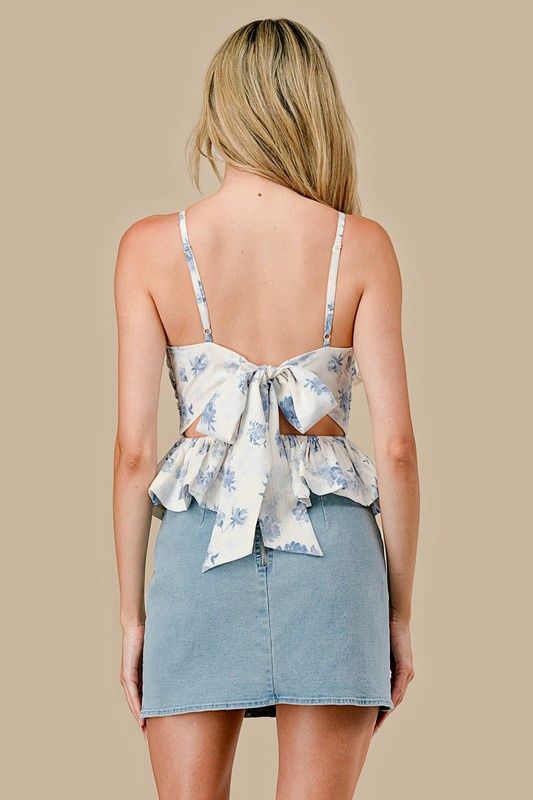 ELENA TIE BACK PEPLUM TOP