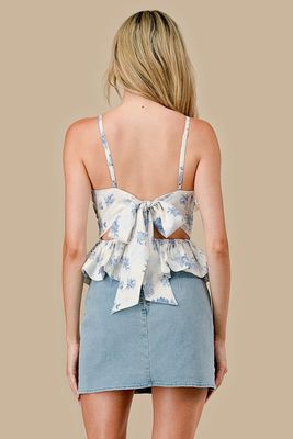 ELENA TIE BACK PEPLUM TOP