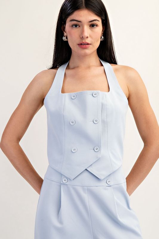 ELODIE HALTER WOVEN TOP