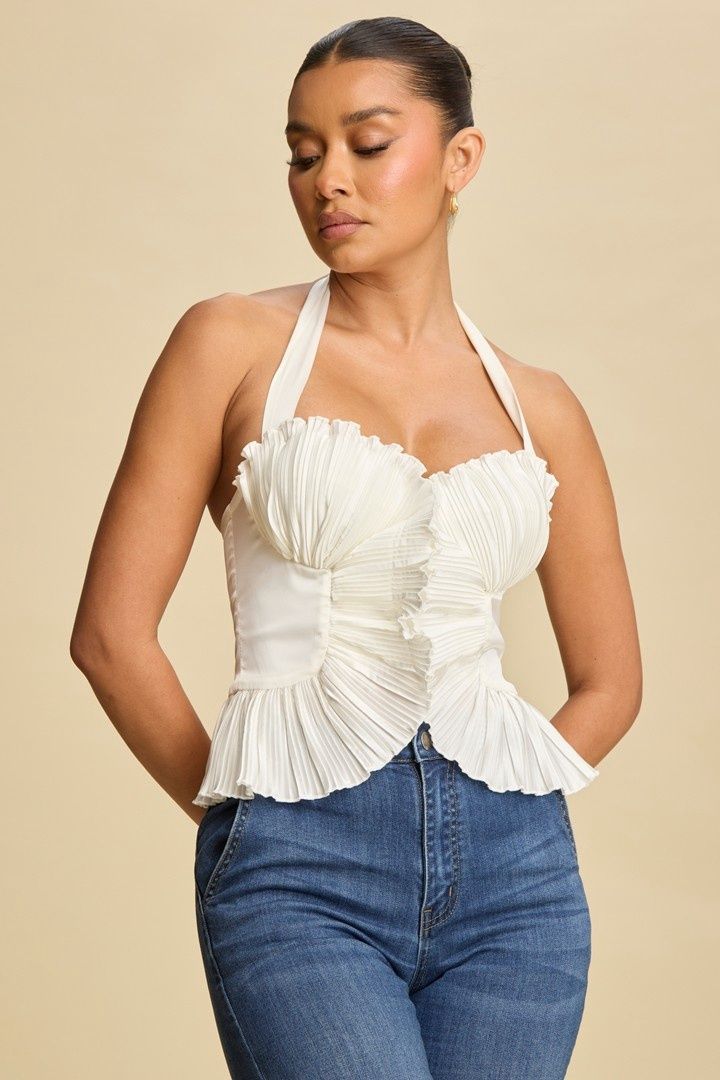 SAINT FLORENT PLEATED HALTER TOP