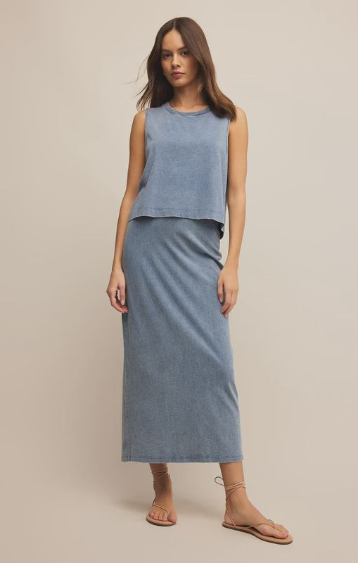 GAIL JERSEY DENIM MIDI SKIRT