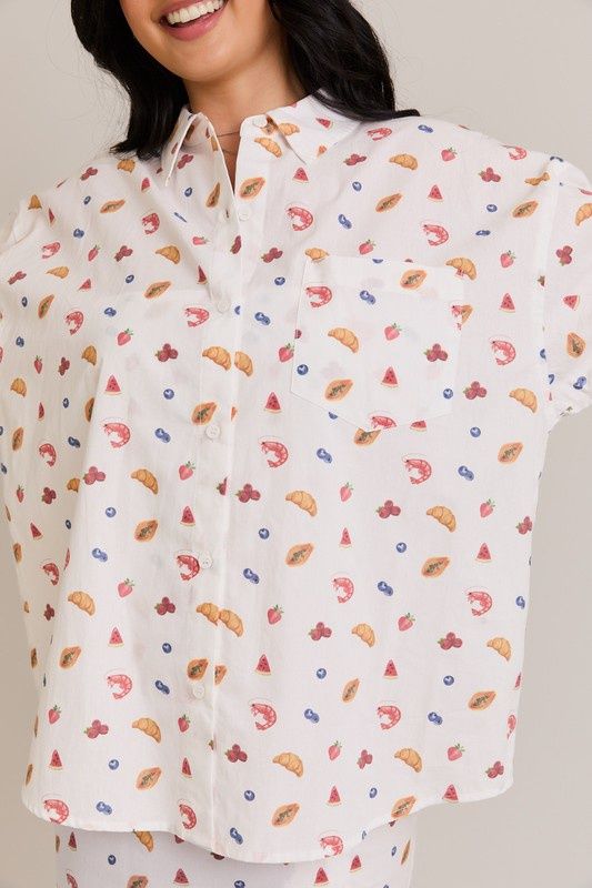 FOODIE OVERSIZED BUTTON DOWN