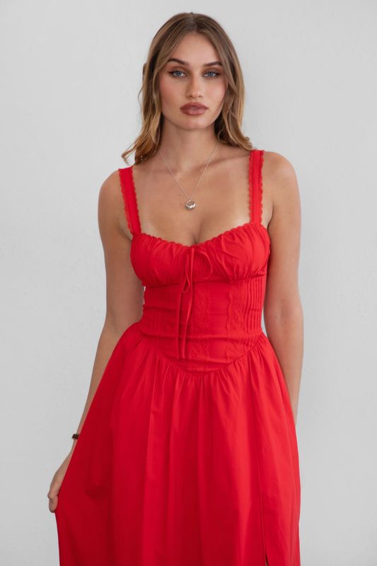 LORETTA STRETCH POPLIN MAXI DRESS