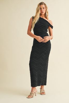 CLENDON GATHERED ONE SHOULDER DRESS