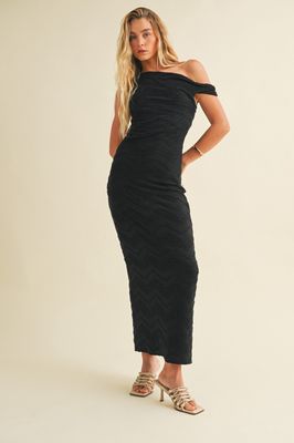 CLENDON GATHERED ONE SHOULDER DRESS