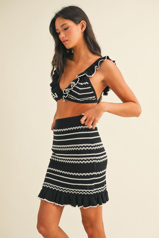PLAGE DE L&#39;AMOUR RUFFLE KNIT BRA SKIRT SET