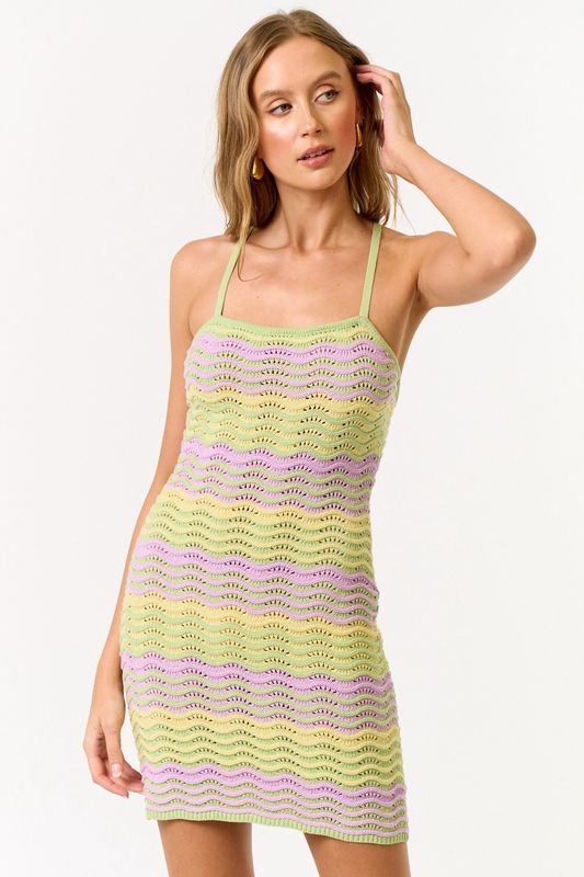 MONTE MULINI CROCHET KNIT MINI DRESS