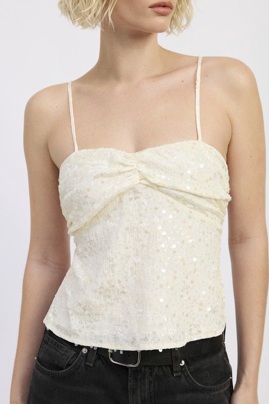 RUBY SEQUIN ROUCHED TOP