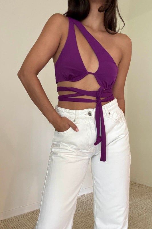 SHIV ONE SHOULDER CROSS FRONT TOP