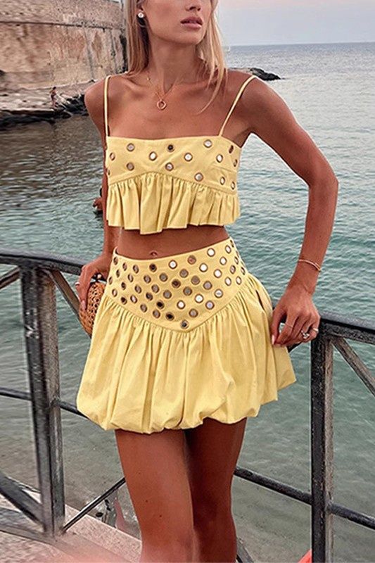MALDIVES AT SUNSET EYELET SKIRT SET