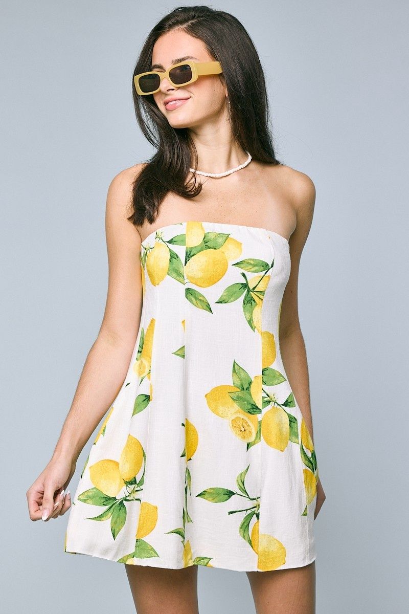 ANZIO LEMON TUBE MINI DRESS