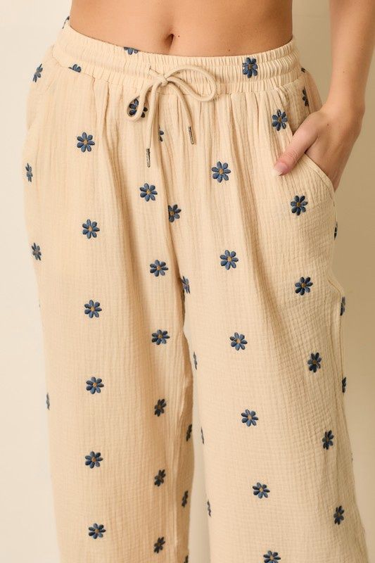 DAISY PRINT DRAWSTRING PANT