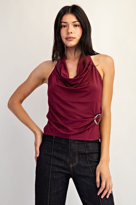 JACLYN BUCKLE HALTER TOP