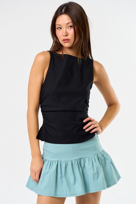 CLAIRE KNIT BOATNECK TOP, Colour: BLACK, Size: SMALL