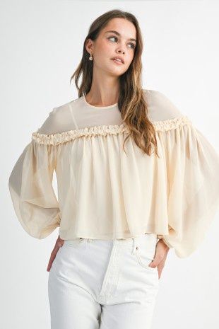 CHAMONIX CHIFFON RUFFLE BLOUSE