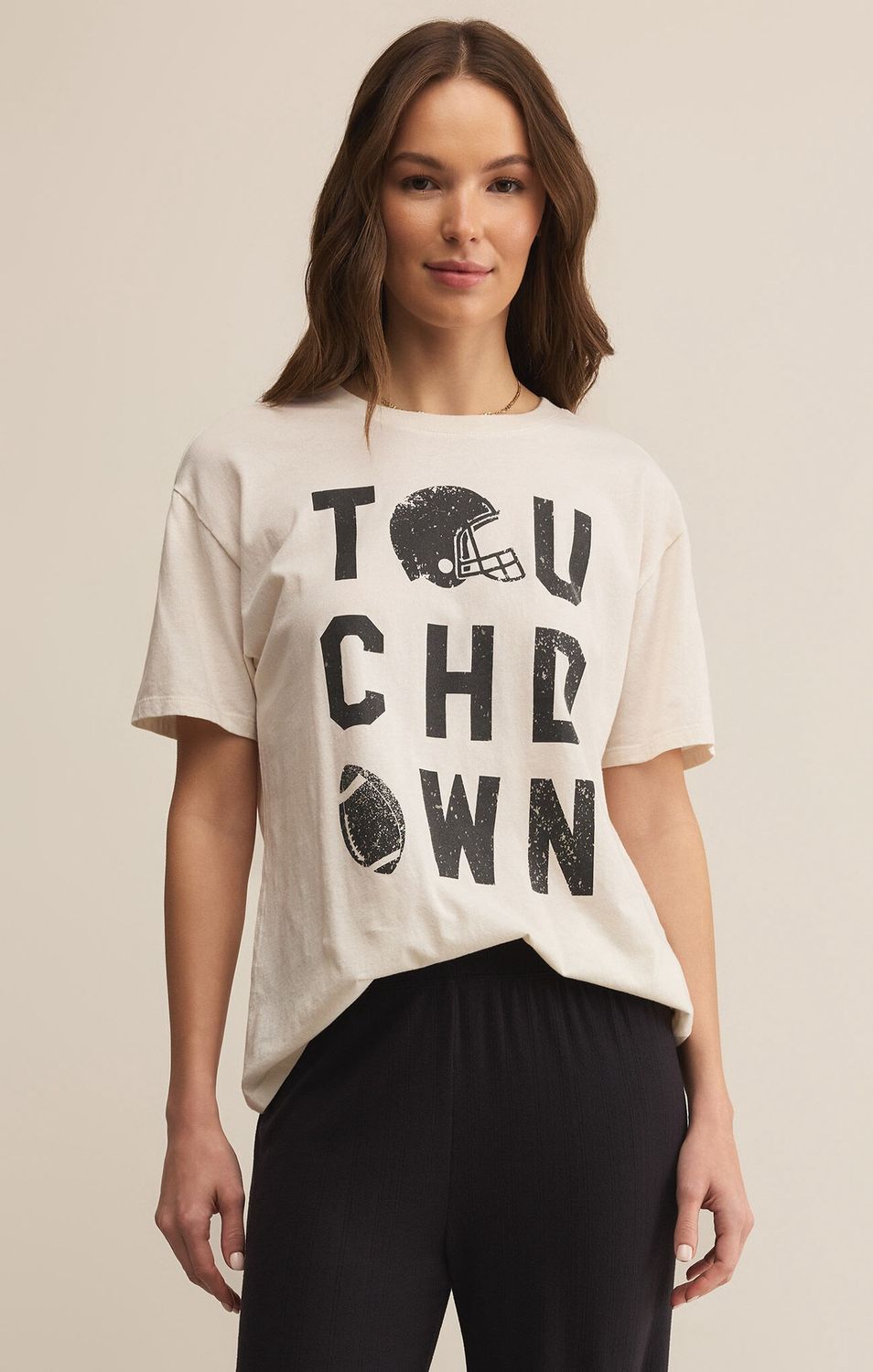 BOYFRIEND TOUCHDOWN TEE, Colour: VANILLA, Size: XSMALL