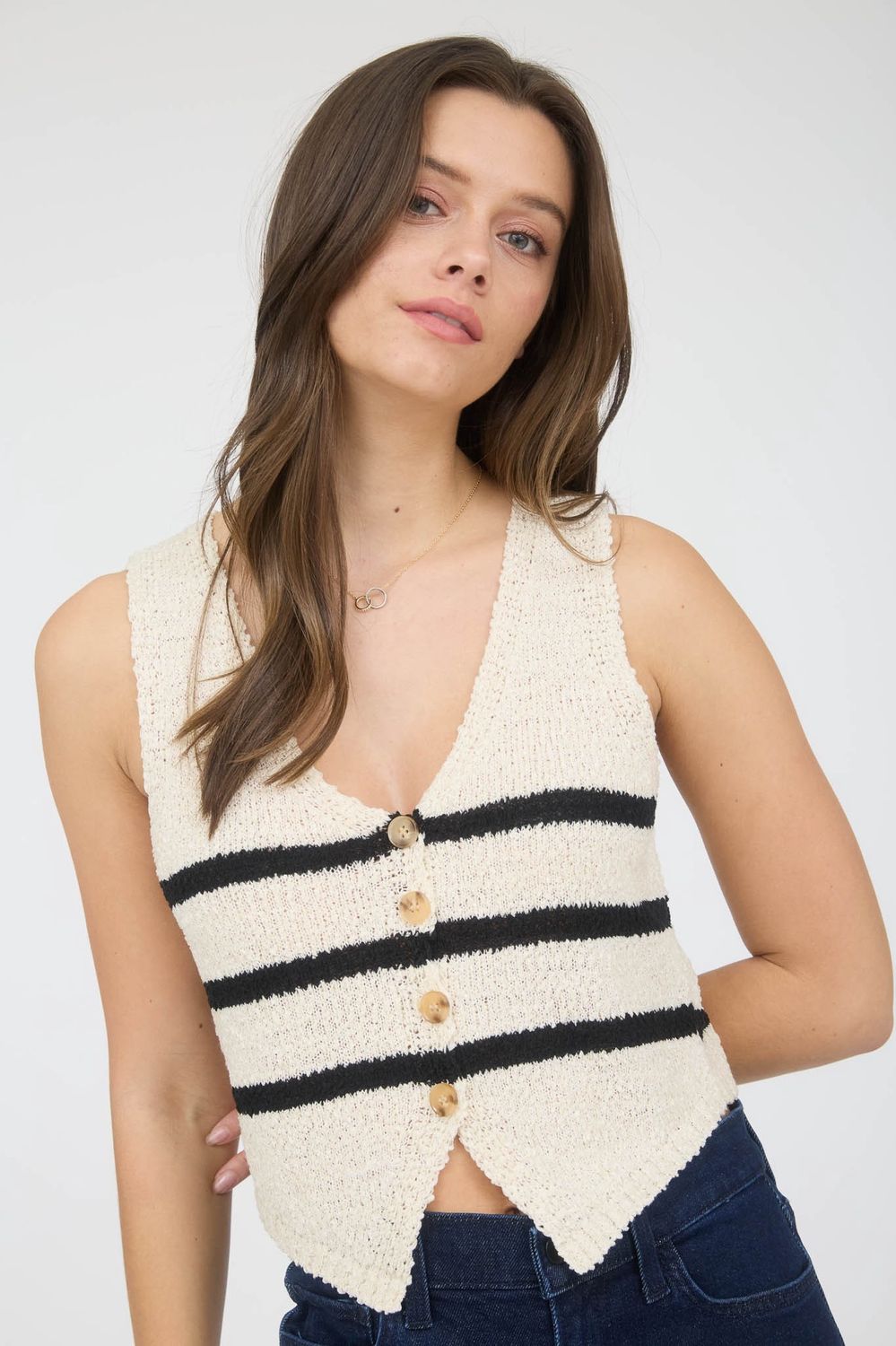 SYBIL STRIPE BUTTON VEST