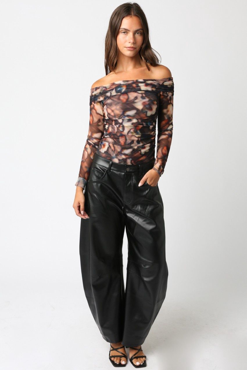 ADA MESH SWIRL OFF SHOULDER BODYSUIT