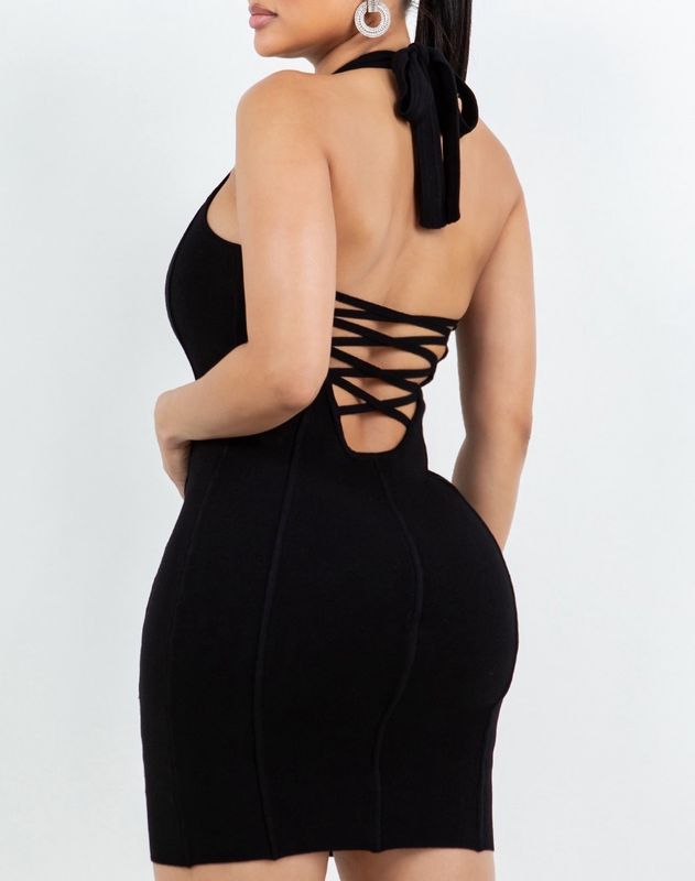 STELLAN CORSET HALTER MINI DRESS