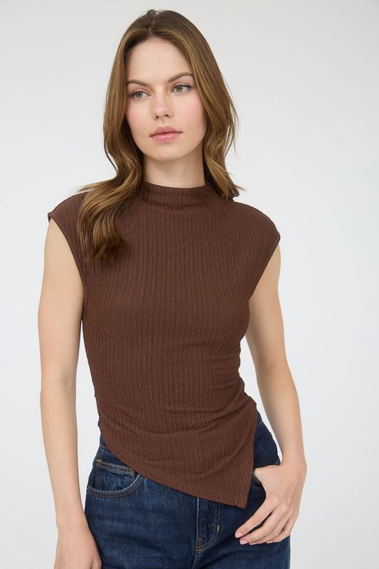 JOVIE ASYMMETRIC MOCK NECK TOP