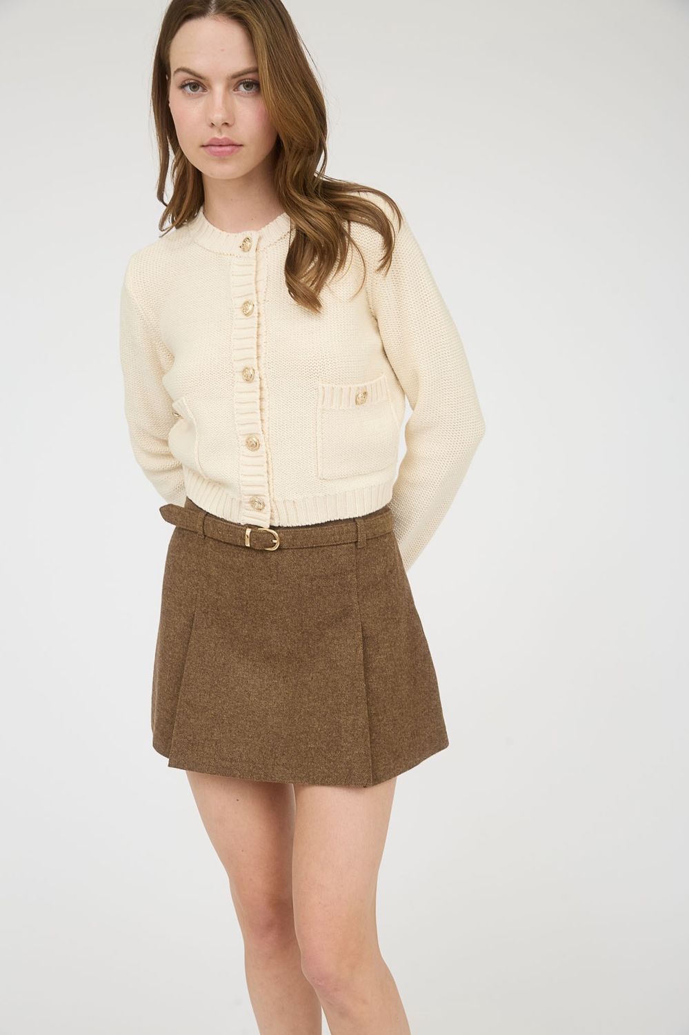 BIANCA BOX PLEAT MINI SKIRT