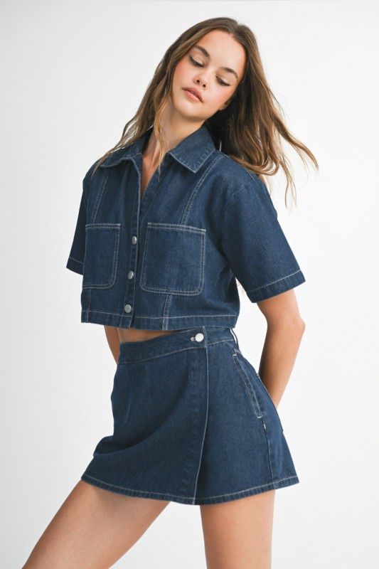 MALIA TOP/SKORT DENIM SET