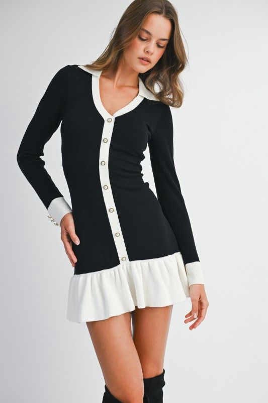 SABILLA CONTRAST RUFFLE MINI DRESS
