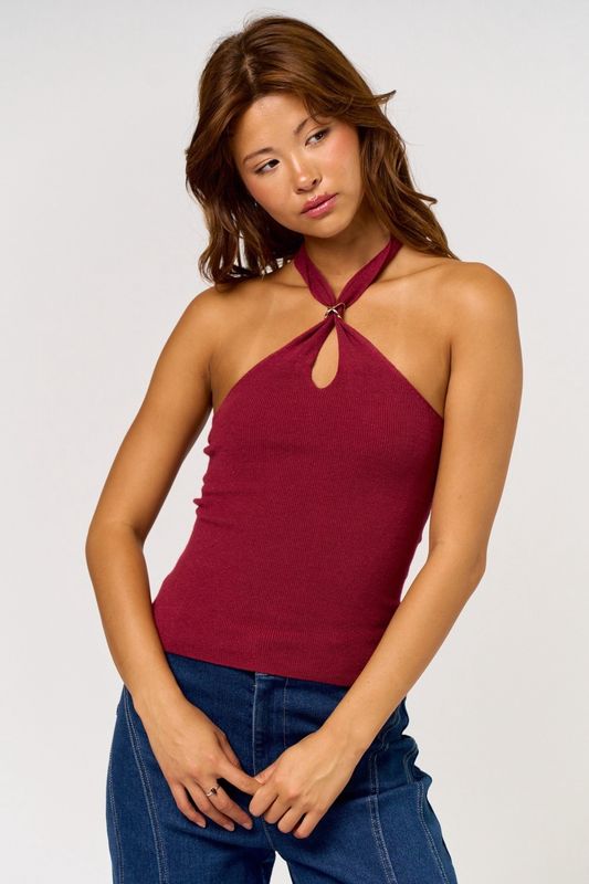 MERLOT KNIT HALTER