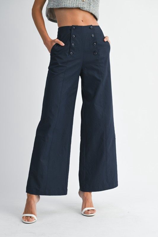 NIKKI BUTTON FRONT PANEL WIDE LEG PANT