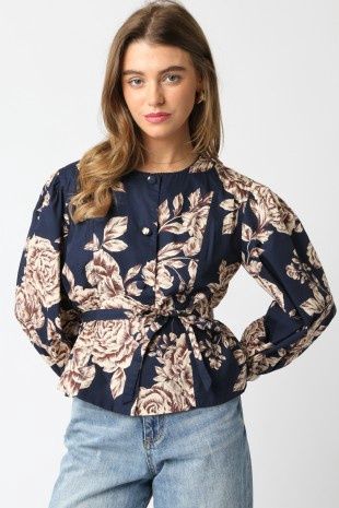 KENDRA FLORAL TIE SHIRT