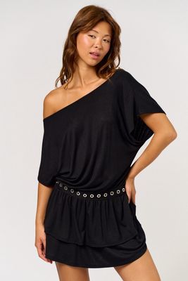 METAL EYELET MINI DRESS