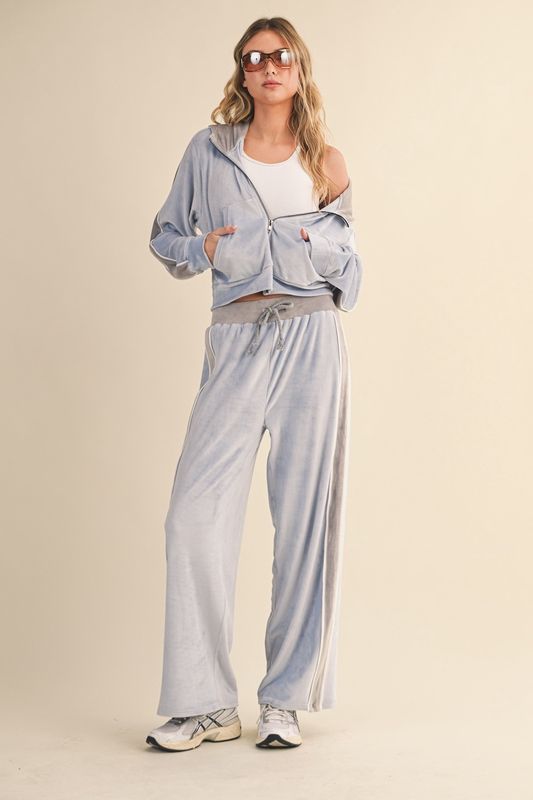Y2K VELOUR SIDE STRIPE TRACKSUIT SET