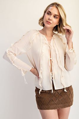 LOUISE RUFFLE TIE CHIFFON BLOUSE