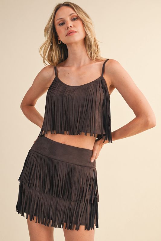 ASENA ALL OVER FRINGE SUEDE TOP
