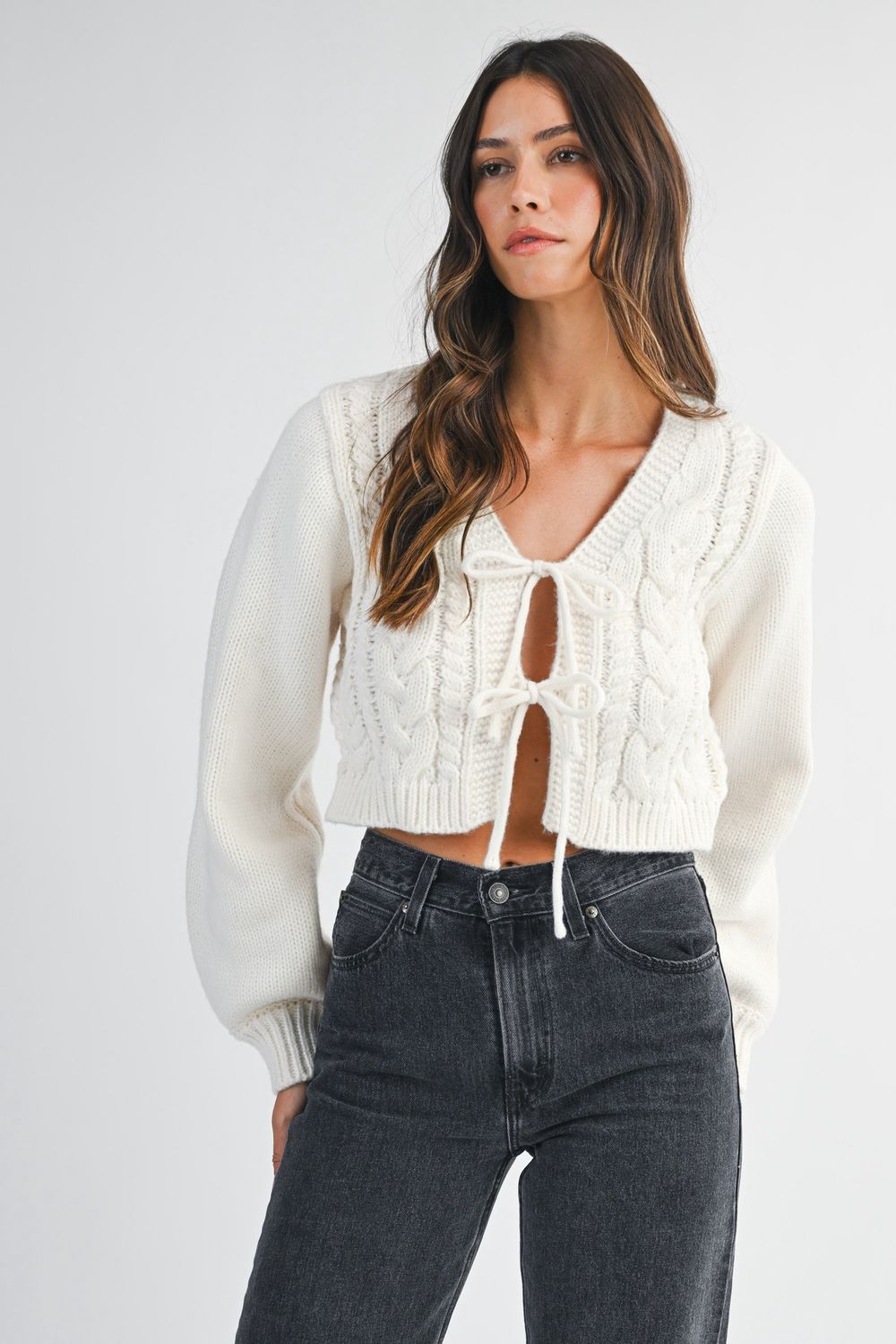 SOFI CABLE TIE FRONT CARDIGAN