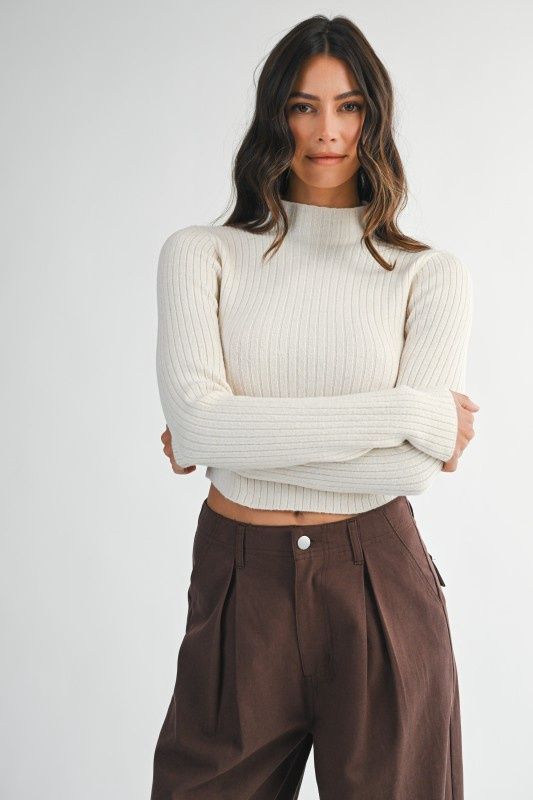 ALEXA MOCK NECK CROP SWEATER