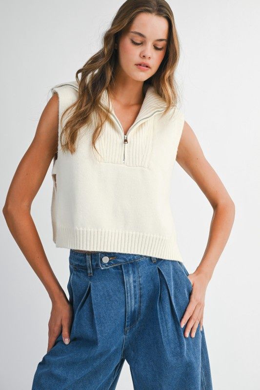 LIV SWEATER VEST ZIP NECK