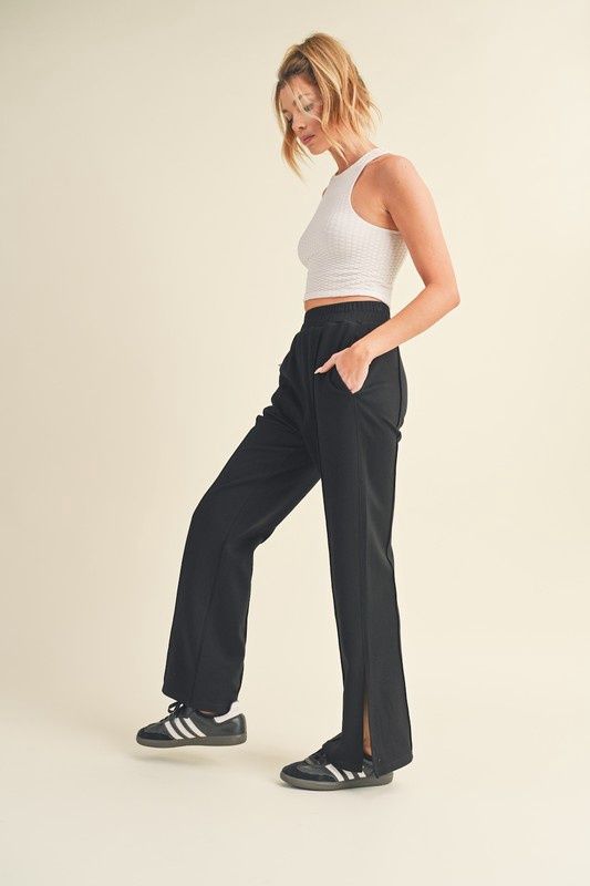QUINN SCUBA JOGGERS WITH SLITS, Colour: BLACK, Size: SMALL