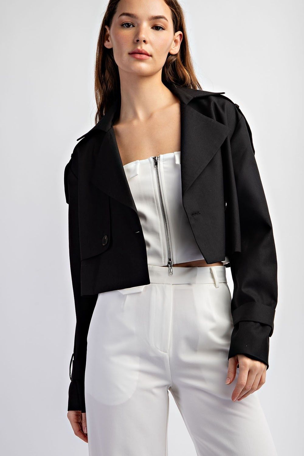 HANNAHS WOVEN CROP TRENCH