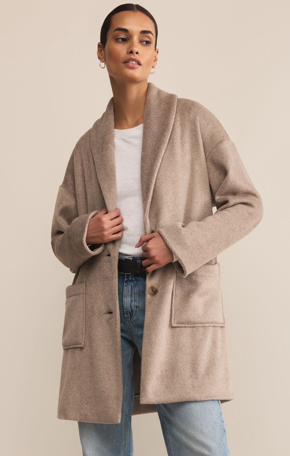 LENNON HEATHERED COAT, Colour: SMOKEY, Size: XSMALL