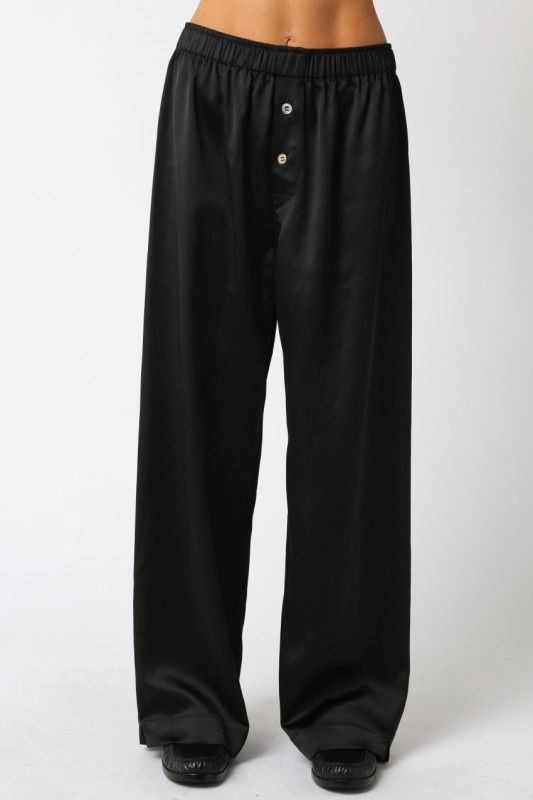 EVELYN SATIN TROUSER, Colour: BLACK, Size: SMALL