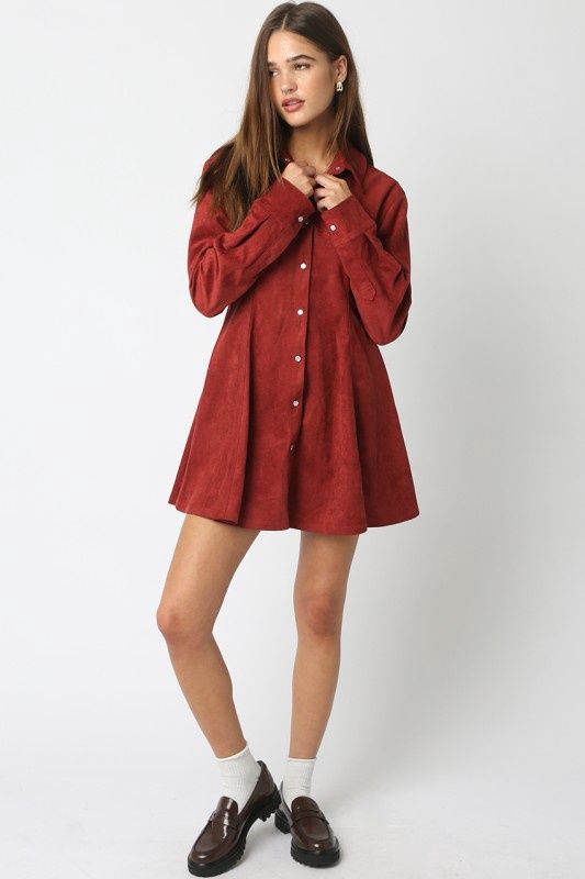 KIRA SUEDE BUTTON UP DRESS
