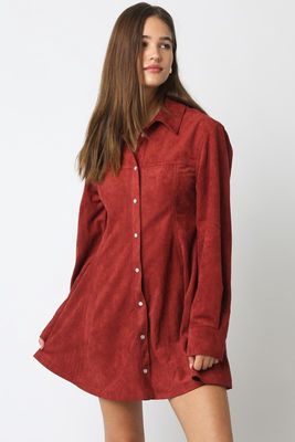 KIRA SUEDE BUTTON UP DRESS