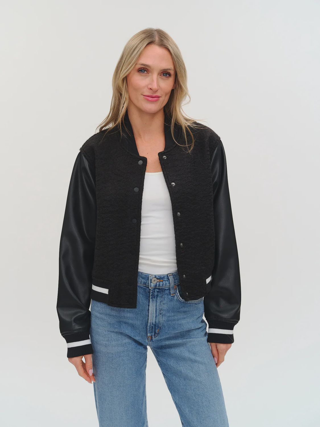 YORK SHEARLING BOMBER JACKET, Colour: BLACK, Size: XSMALL