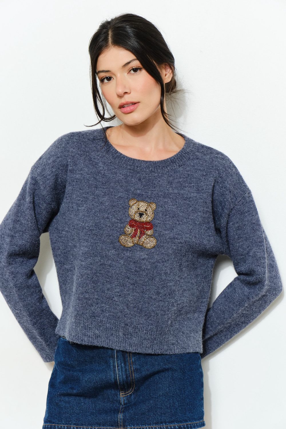 TOBI BEAR BEADED SWEATER