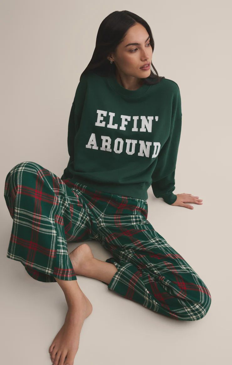 ELFIN&#39; AROUND SWEATSHIRT, Colour: MISTLETOE, Size: XSMALL